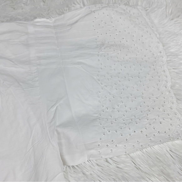 J Crew short sleeve Jolie dress in eyelet cotton poplin button front in white - Picture 4 of 12